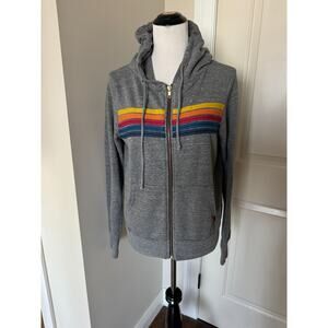 Aviator Nation Gray Zip Front Hoodie Sweatshirt SZ S EUC
